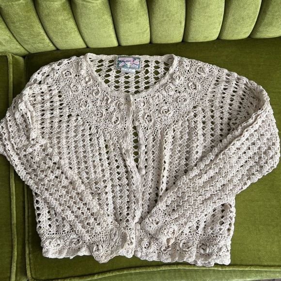 Sweaters - Cream Crochet Sweater